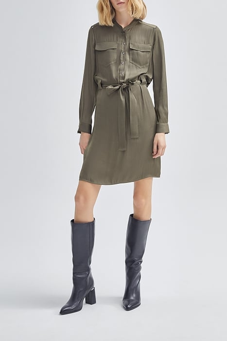 KHAKI SATIN RECYCLED DRESS WITH FLAP ON BACK KHAKI 3