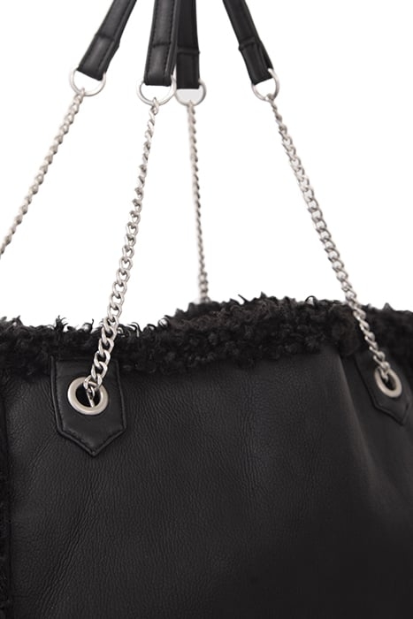 BLACK REVERSIBLE OVERSIZED FURRY TOTE BAG BLACK 4