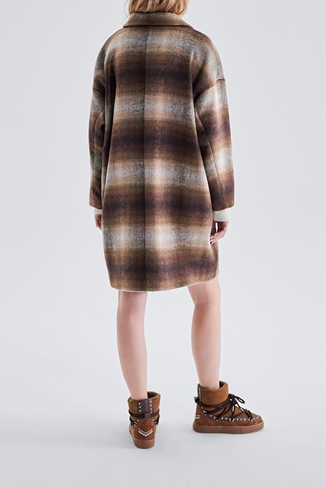 SIENNA BLURRED CHECK WOOL FABRIC COAT CAMEL 2