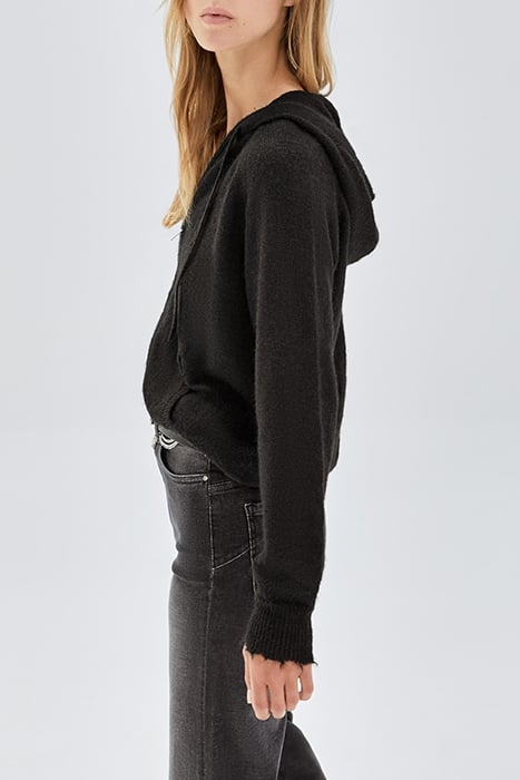 PURE EDITION- BLACK ZIPPED KNIT CARDIGAN BLACK 5