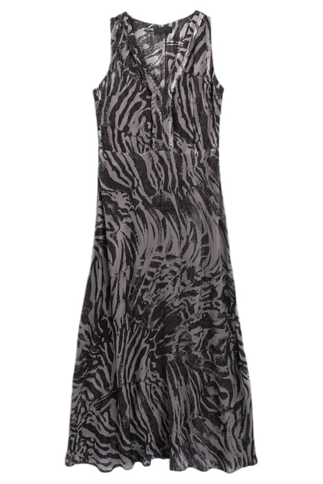 PURE EDITION- GREY LONG ZEBRA PRINT DRESS GREY 3