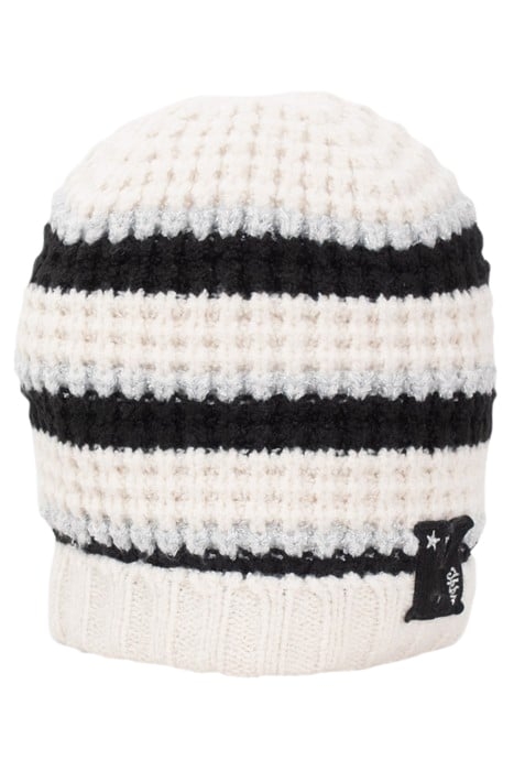 GIRLS’ ECRU STRIPED LUREX KNIT BEANIE COTTON 3