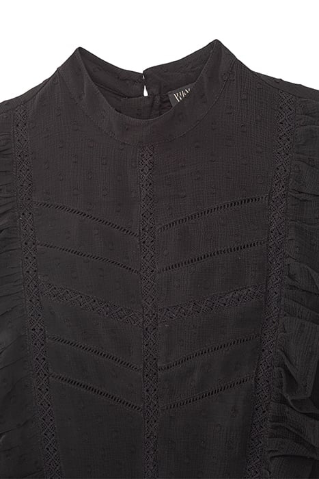 GIRLS’ BLACK DOTTED SWISS JACQUARD DRESS WITH DICKEY BLACK 3