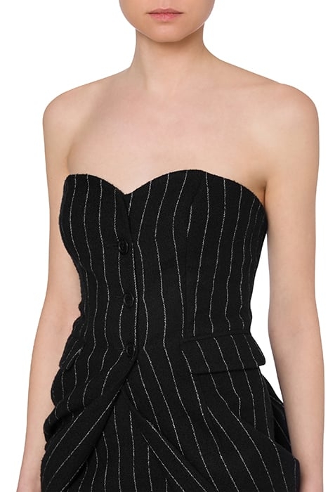 STRETCH PINSTRIPE BUSTIER TOP BLACK 4
