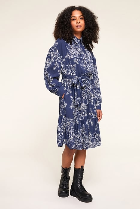FLORAL PATTERNED CHEMISIER DRESS BLUE 1