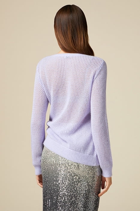 STRIPED SWEATER WITH LACE AT THE HEM VIOLET 2