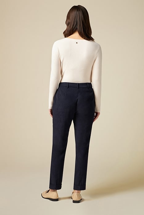 VELVET STOVEPIPE TROUSERS BLUE 2