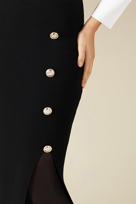 Knit pencil skirt with slit and buttons 4