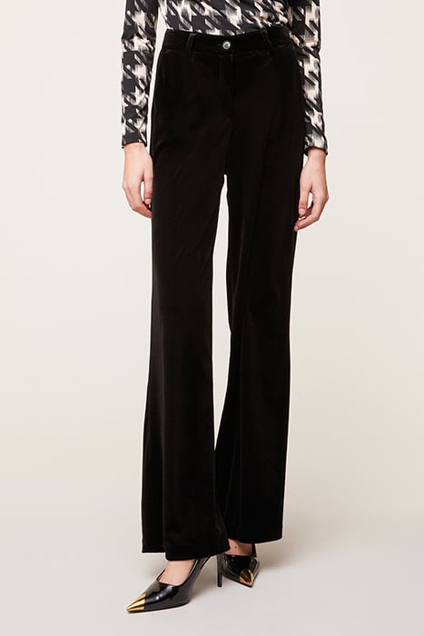 VELVET PALAZZO TROUSERS BLACK 1