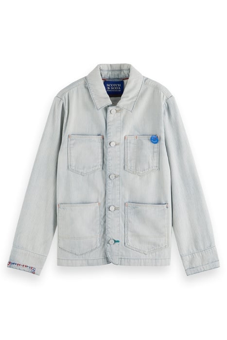 WASHED INDIGO STRIPED DENIM WORKWEAR JACKET INDIGO STRIPE 1