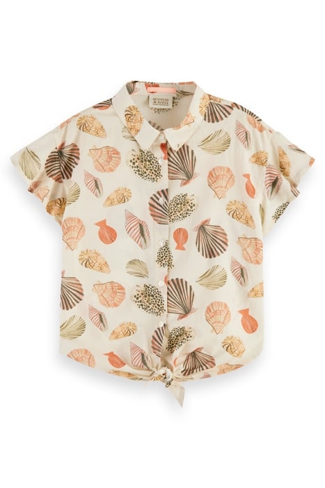 KNOTTED FRONT ALL-OVER PRINTED SHORT-SLEEVED SHIRT SHELLS 1