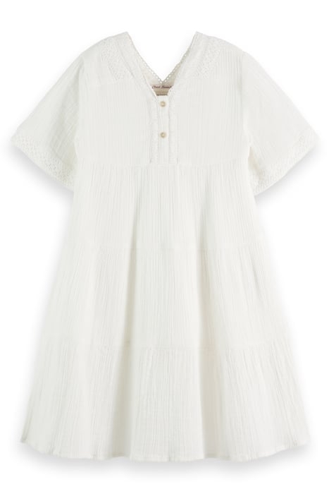 LACE DETAIL CRINKLE COTTON MIDI DRESS OFF WHITE 1