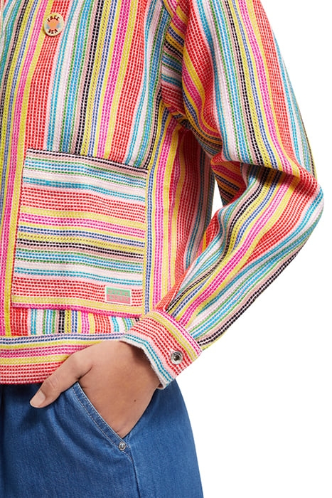SHORT TRUCKER JACKET IN MULTI COLOUR STRIPE VIBRANT STRIPE 8