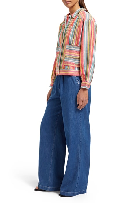 SHORT TRUCKER JACKET IN MULTI COLOUR STRIPE VIBRANT STRIPE 6