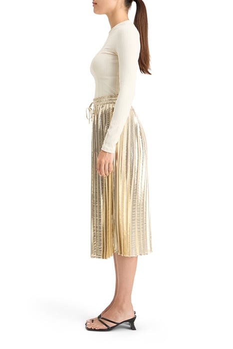 PLEATED SHINY HIGH-RISE MAXI SKIRT GOLD 5