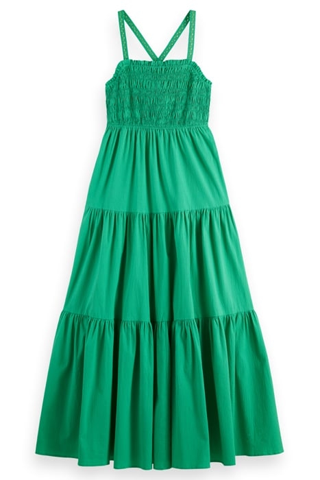 MAXI DRESS WITH SMOCK DETAIL SCUBA GREEN 1