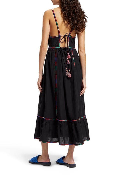 MULTICOLOR EMBROIDERY MAXI DRESS EVENING BLACK 2