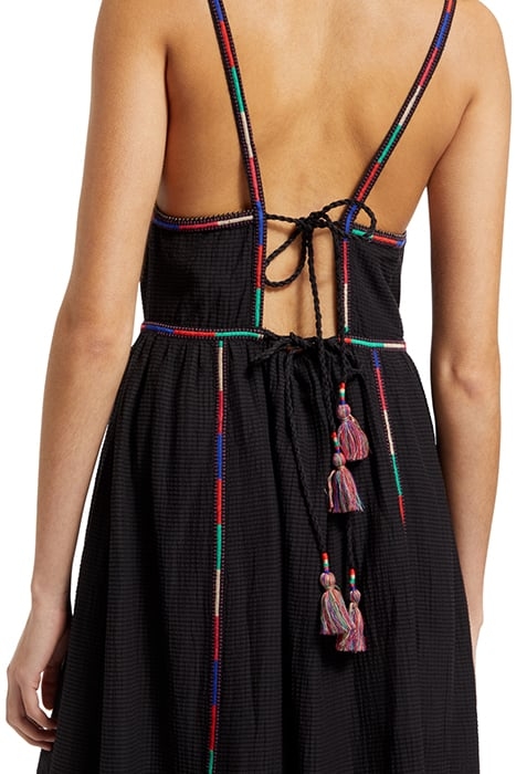 MULTICOLOR EMBROIDERY MAXI DRESS EVENING BLACK 6