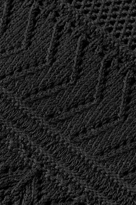 POINTELLE STITCH KNITTED DRESS WITH FRINGING EVENING BLACK 3