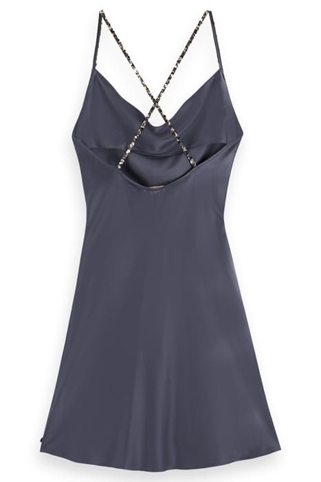 COWL NECK MINI DRESS WITH SEQUINS STRAPS ANTRA 2