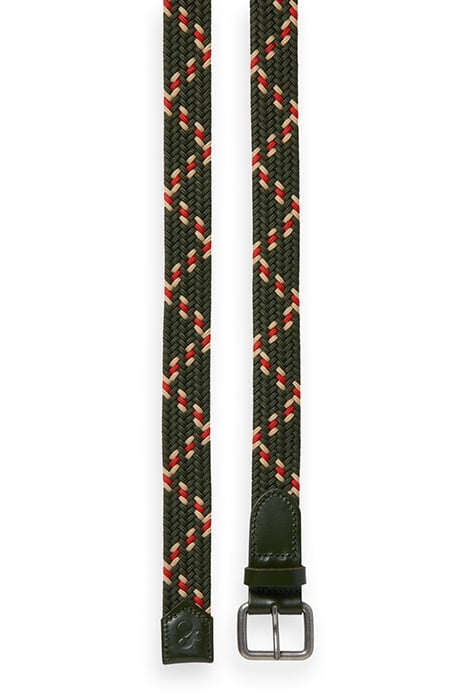 LEATHER TRIMMED BRAIDED CORD B SEA MOSS/ BOAT RED 2