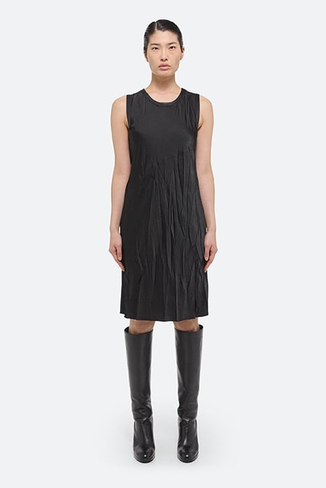 CRUSH BIAS DRESS POLYESTER, SPANDEX BLACK 1