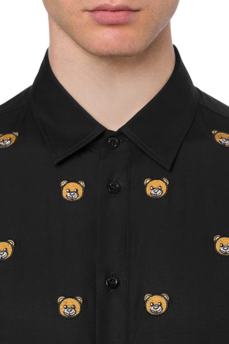 ALLOVER TEDDY EMBROIDERY POPLIN SHIRT BLACK 4