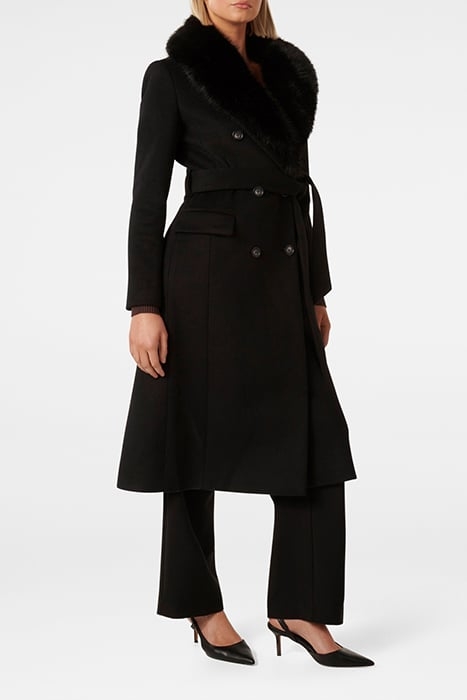 FRANKIE FAUX FUR COLLAR COAT BLACK 1