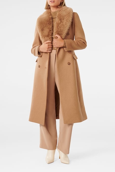 FRANKIE FAUX FUR COLLAR COAT CAMEL 4