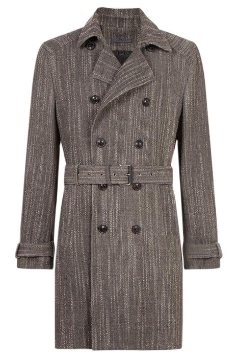 SLIM FIT TRENCH COAT WITH NECK STRAPS WA MED GREY 2