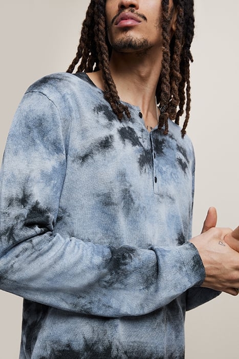 WILLIAM REGULAR FIT LS HENLEY WITH TIE D STREAM BLUE 2