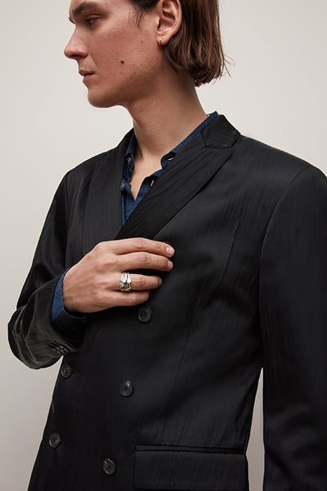 DB PEAK LAPEL CUT-AWAY JACKET BLACK 2