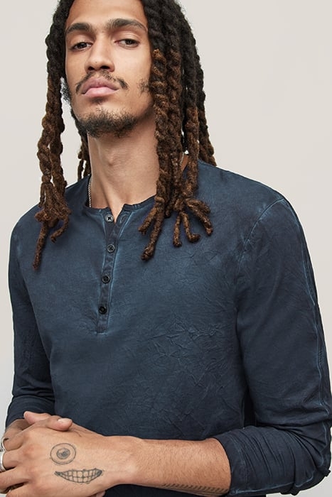 GREENWICH REGULAR FIT LS HENLEY WITH COL CAPRI BLUE 2