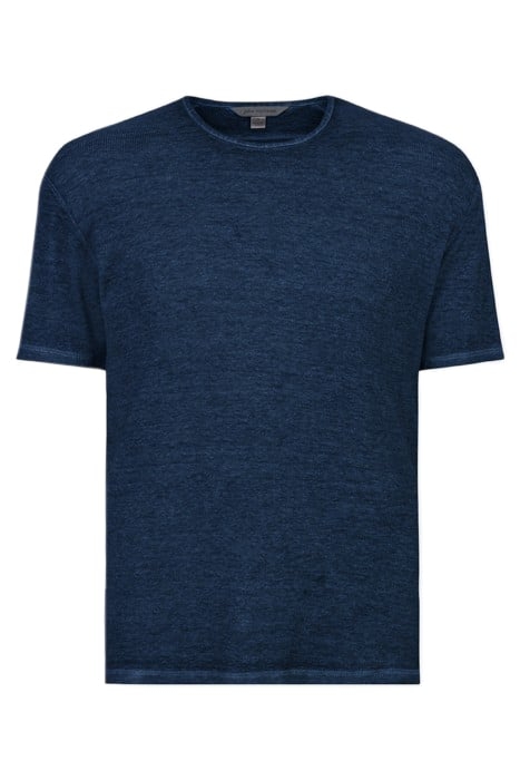 SUTTON SLIM FIT SS RIB CREW WITH BURN OU CAPRI BLUE 1