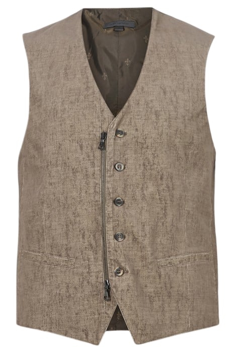 SLIM FIT VEST WITH ZIP/BUTTON CF PLACKET MUSHROOM 1