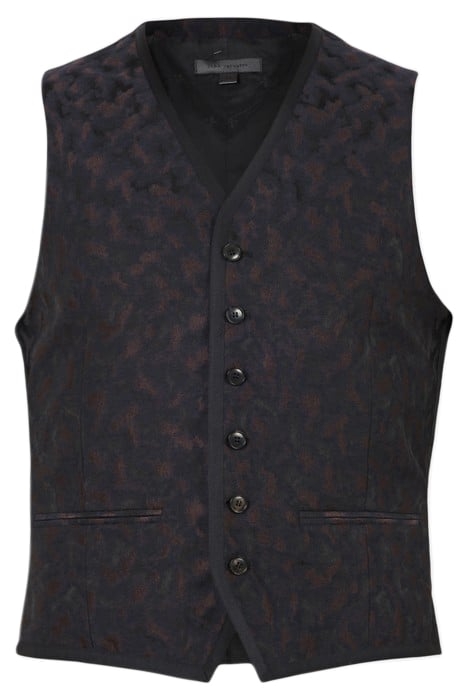 BUTTON FRONT CLOSURE VEST WITH SATIN TAP MERLOT 1