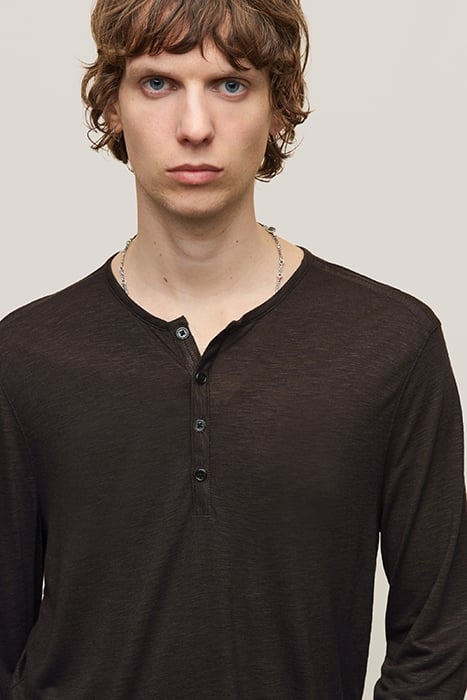 DANVILLE REGULAR FIT LS HENLEY WITH PLAC ESPRESSO 2