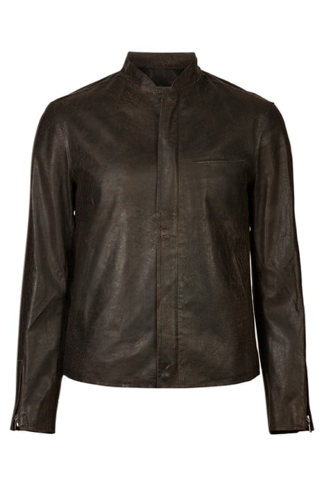 RACER JACKET WITH RAW EDGES WOOD BROWN 1