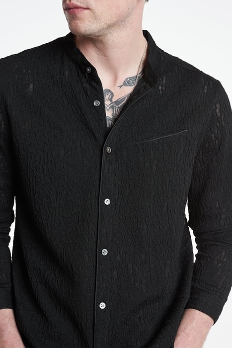 GLENN REGULAR FIT LS SHIRT WITH PIPING D BLACK 3