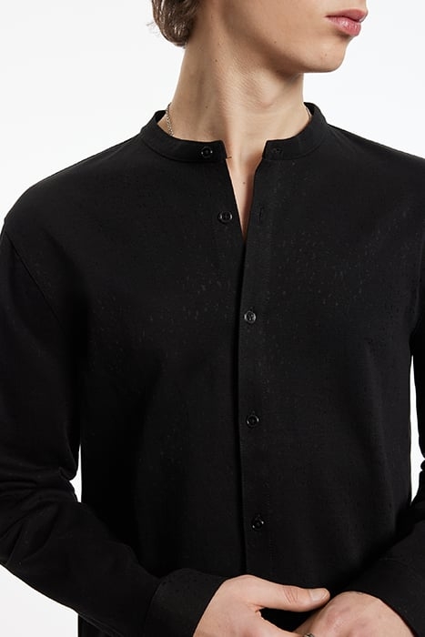 YANCEY REGULAR FIT LS STAND COLLAR SHIRT BLACK 3