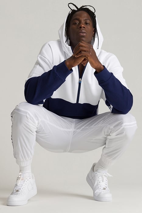 HOODED HALF ZIP PANEL SWEAT TEAM WHITE-NAVY 8