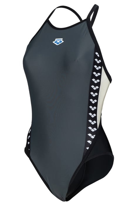 WOMEN'S ARENA ICONS SWIMSUIT FAST BACK P ASPHALT-BLACK-WHITE 6