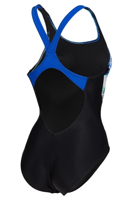 WOMEN'S SWIMSUIT V BACK PLACEMENT BLACK-NEON BLUE 7