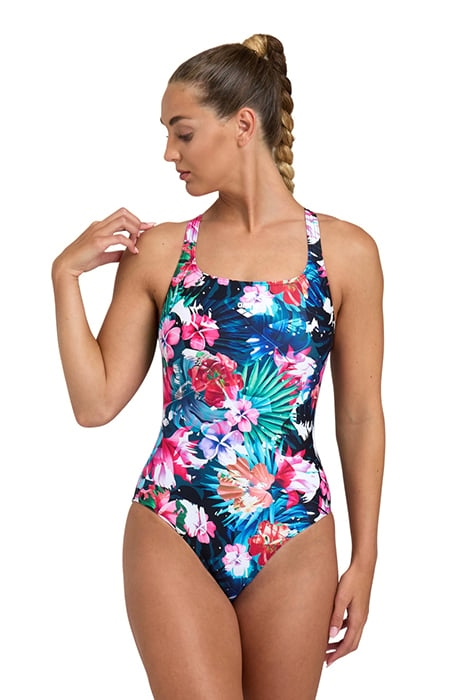 WOMEN'S ARENA FLOWER SWIMSUIT CONTROL PR BLACK-BLACK MULTI 1