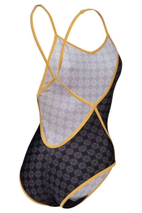 WOMEN'S ARENA 50TH SWIMSUIT DIAMOND BACK BLACK MULTI-GOLD 7