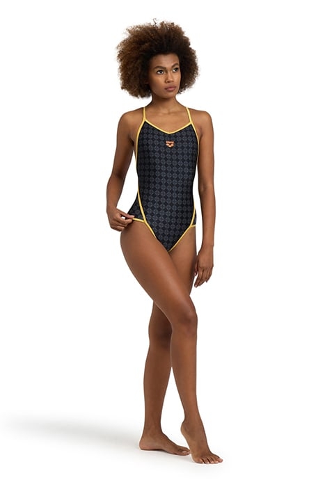 WOMEN'S ARENA 50TH SWIMSUIT DIAMOND BACK BLACK MULTI-GOLD 3