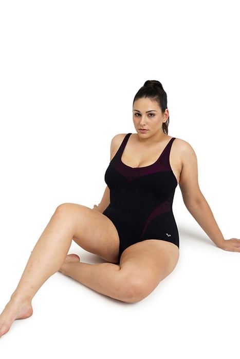 W ISABEL LIGHT CROSS BACK ONE PIECE PLUS BLACK-ROSE VIOLET 3