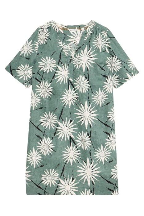 JUNE LINEN SHIFT DRE GREEN PRINTED 1