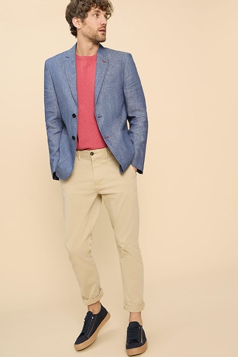 LINEN BLAZER MID BLUE 1