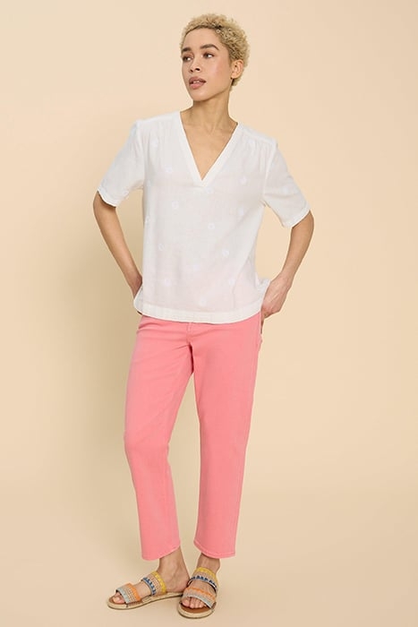 ELODIE LINEN BLEND TOP NATURAL WHITE 1